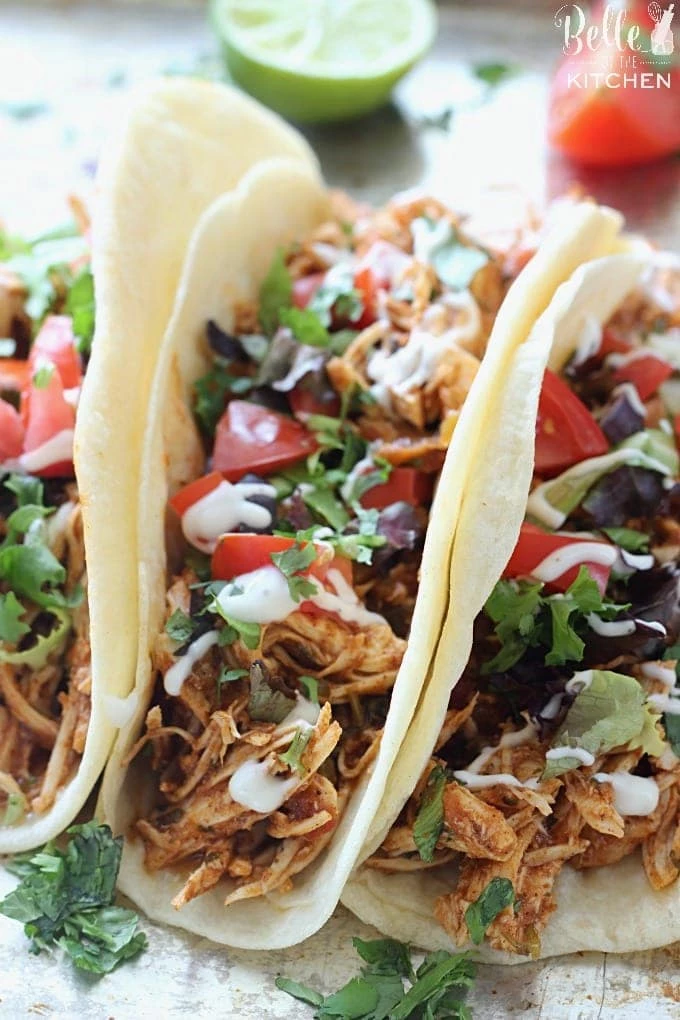 20 Slow Cooker Recipes - Slow Cooker Cilantro Lime Salsa Chicken Tacos