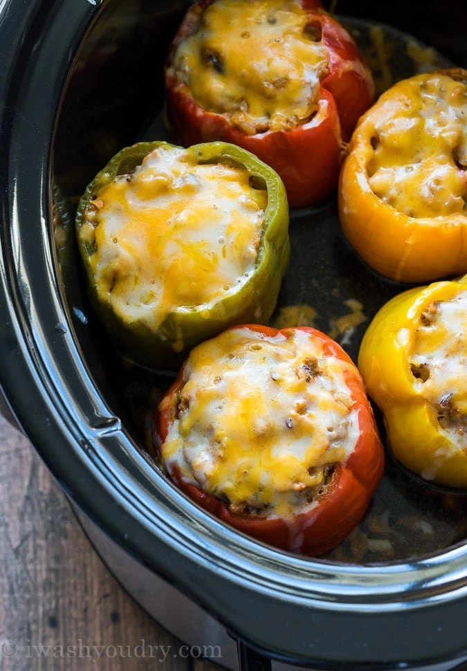 20 Slow Cooker Recipes - Slow Cooker Stuffed Peppers