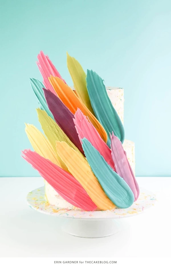 13 Beautifully Decorated Cakes - Cake Decorating - Feather Brushstroke Cake