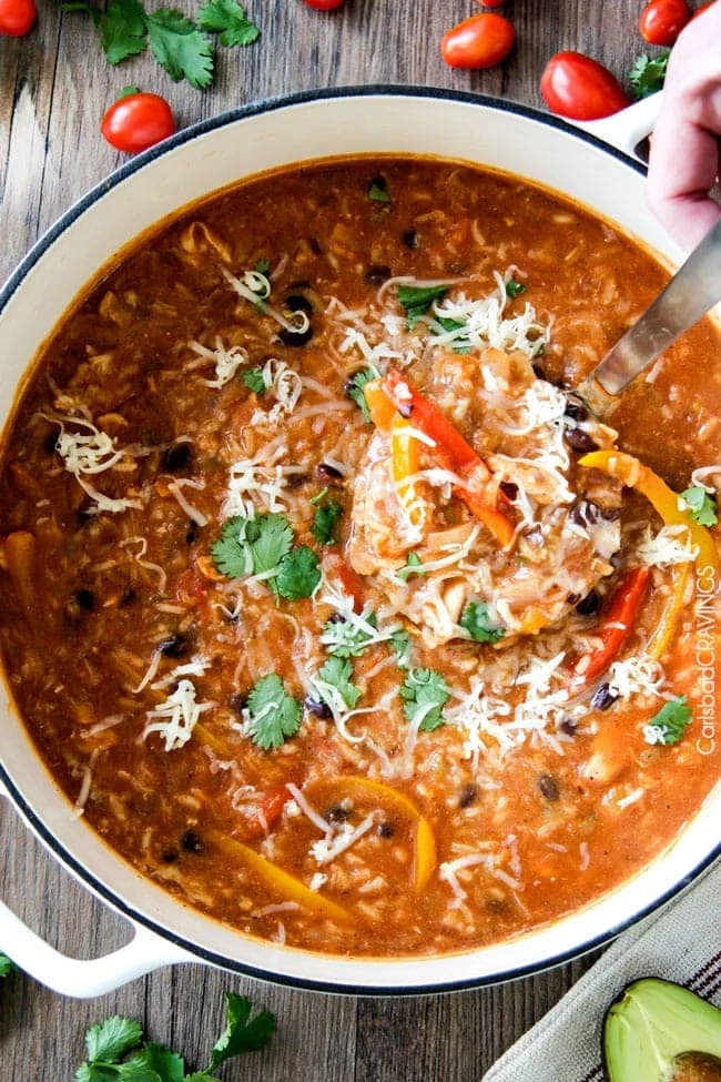 21 Delicious Soup Recipes - One Pot Fajita Chicken and Rice Soup