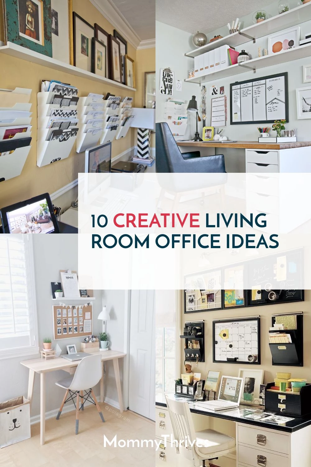 10 Creative Living Room Office Ideas - MommyThrives