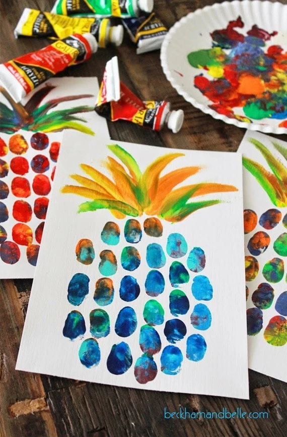 15 DIY Art - Pineapple Thumbprint Art